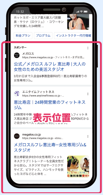 リスティング広告 表示位置