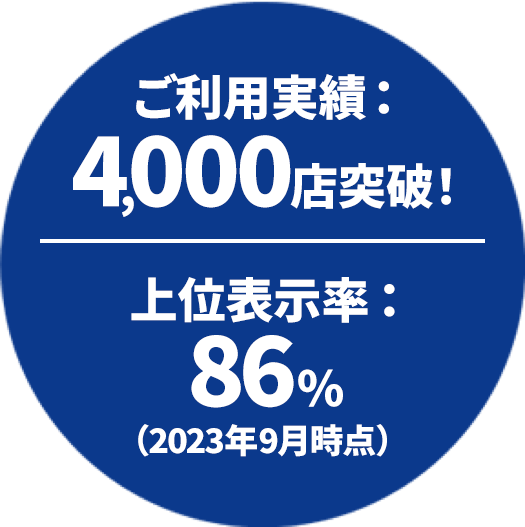 ご利用実績 4000店舗突破 上位表示率86%